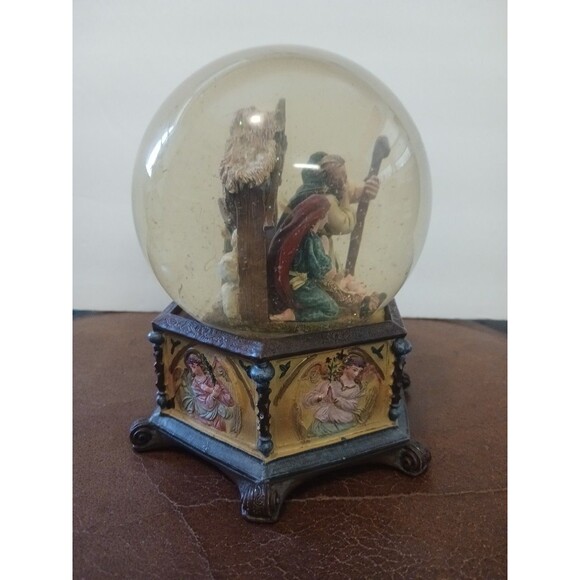 Nativity Snow Globe Music Box Kurt Adler Baby Jesus Christmas Joy To The World - Picture 4 of 6